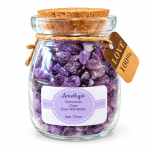 Amethyst Gemstones Mini Chips Glass Wish  Bottle 75mm